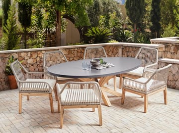 Matgrupp utomhus 6-Sits Oristano med Kuddar Betong - beige - Utemöbler - Utegrupp - Matgrupper utomhus