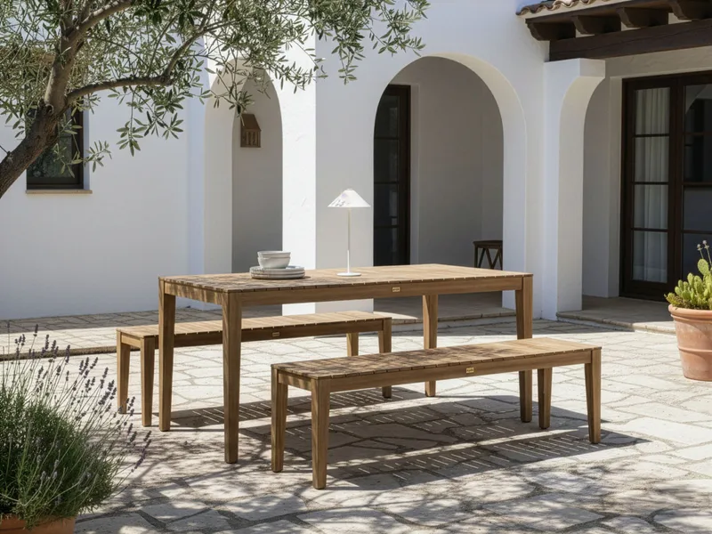 Matgrupp utomhus med Bänkar 6-Sits Chioggia Akaciaträ - Natur - Utemöbler - Utegrupp - Matgrupper utomhus