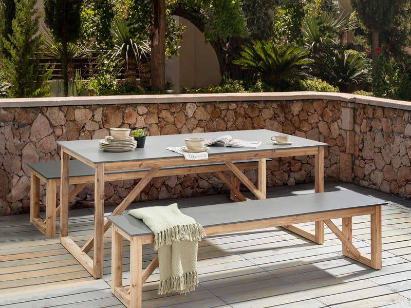 Matgrupp utomhus med Bänkar Notteri Betong - Grå/brun - Utemöbler - Utegrupp - Matgrupper utomhus