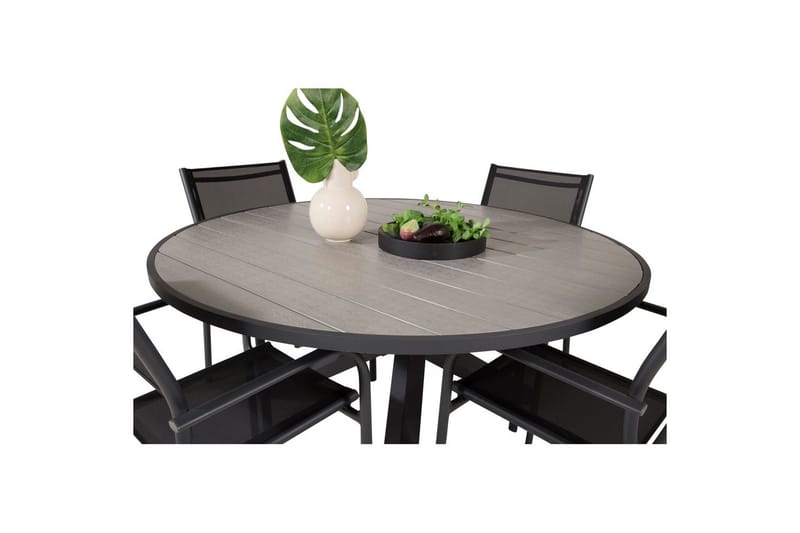 Matgrupp Parma Runt 140 cm Svart / Grå med 4st Santorini Stolar - Utemöbler - Utegrupp - Matgrupper utomhus