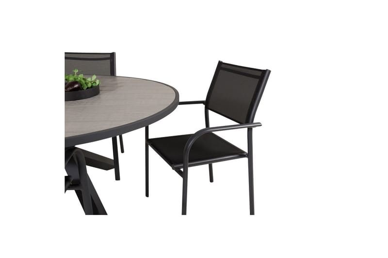 Matgrupp Parma Runt 140 cm Svart / Grå med 4st Santorini Stolar - Utemöbler - Utegrupp - Matgrupper utomhus