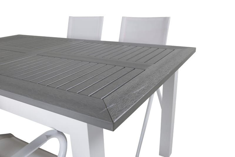 Albany Förlängningsbar Matgrupp 152cm + 4 Alina Stolar Grå/V - Grå/Vit - Utemöbler - Utegrupp - Matgrupper utomhus
