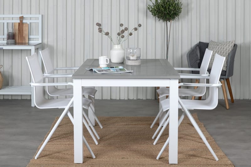 Albany Förlängningsbar Matgrupp 152cm + 4 Alina Stolar Grå/V - Grå/Vit - Utemöbler - Utegrupp - Matgrupper utomhus