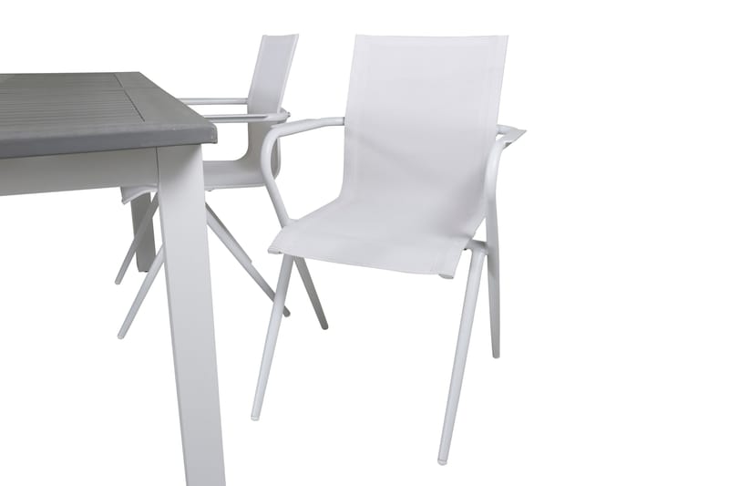 Albany Förlängningsbar Matgrupp 152cm + 4 Alina Stolar Grå/V - Grå/Vit - Utemöbler - Utegrupp - Matgrupper utomhus