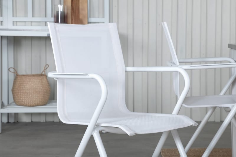 Albany Förlängningsbar Matgrupp 152cm + 4 Alina Stolar Grå/V - Grå/Vit - Utemöbler - Utegrupp - Matgrupper utomhus