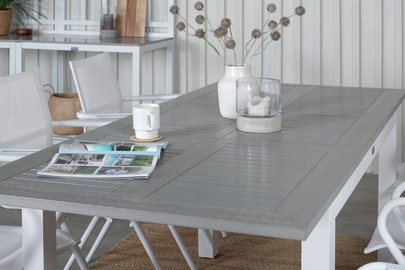 Albany Förlängningsbar Matgrupp 152cm + 6 Alina Stolar Grå/V - Grå/Vit - Utemöbler - Utegrupp - Matgrupper utomhus