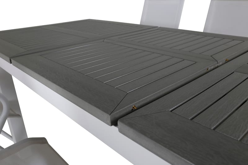 Albany Förlängningsbar Matgrupp 152cm + 6 Alina Stolar Grå/V - Grå/Vit - Utemöbler - Utegrupp - Matgrupper utomhus