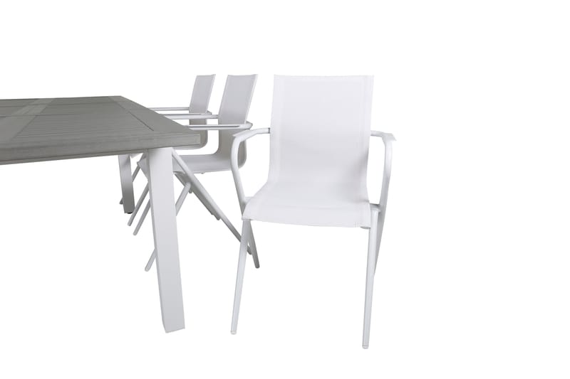 Albany Förlängningsbar Matgrupp 152cm + 6 Alina Stolar Grå/V - Grå/Vit - Utemöbler - Utegrupp - Matgrupper utomhus