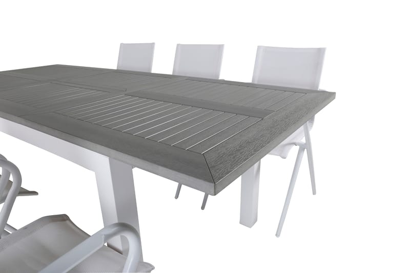 Albany Förlängningsbar Matgrupp 152cm + 6 Alina Stolar Grå/V - Grå/Vit - Utemöbler - Utegrupp - Matgrupper utomhus