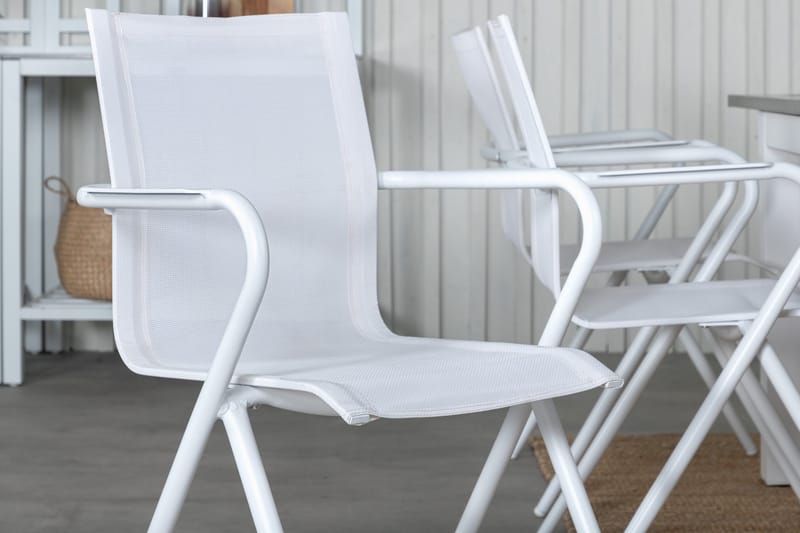 Albany Förlängningsbar Matgrupp 152cm + 6 Alina Stolar Grå/V - Grå/Vit - Utemöbler - Utegrupp - Matgrupper utomhus