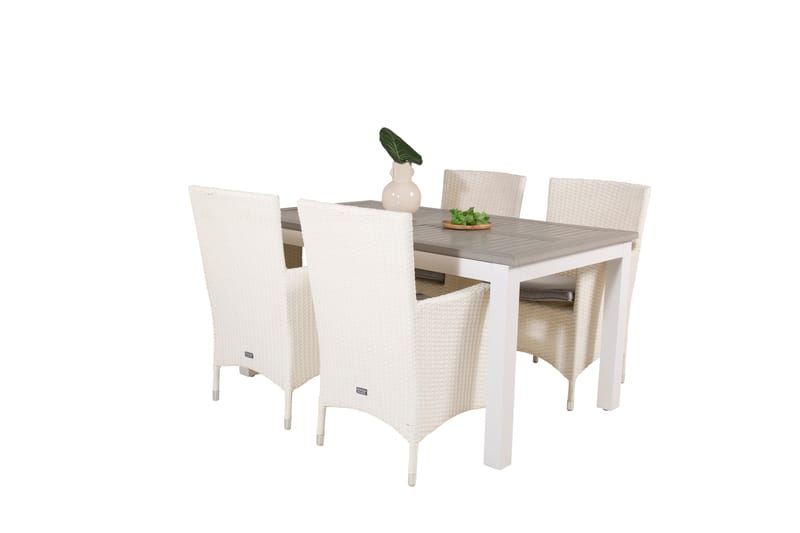 Albany Förlängningsbar Matgrupp Utomhus 152-210 cm + 4 st Malin Matstol - Vit - Utem öbler - Utegrupp - Matgrupper utomhus