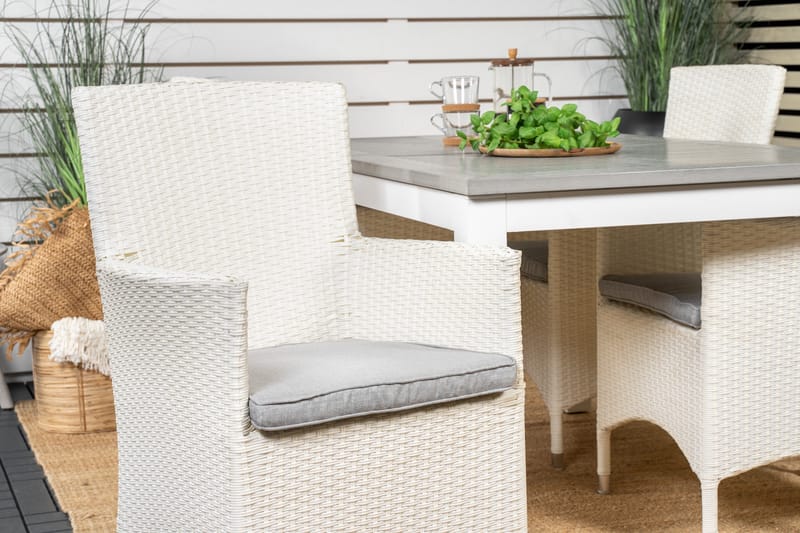 Albany Förlängningsbar Matgrupp Utomhus 152-210 cm + 4 st Malin Matstol - Vit - Utemöbler - Utegrupp - Matgrupper utomhus