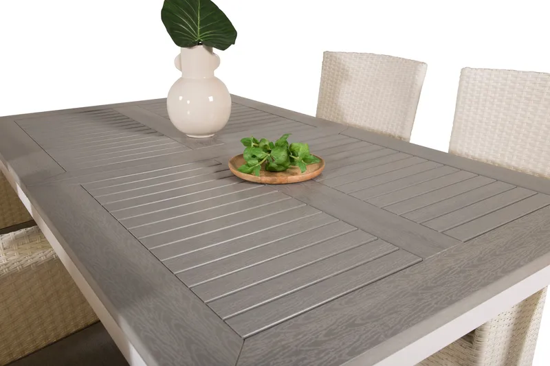 Albany Förlängningsbar Matgrupp Utomhus 152-210 cm + 4 st Malin Matstol - Vit - Utemöbler - Utegrupp - Matgrupper utomhus