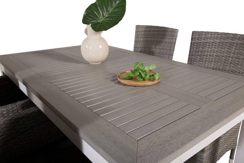 Albany Förlängningsbar Matgrupp Utomhus 152-210 cm + 4 st Malin Utefåtölj - Grå - Utemöbler - Utegrupp - Matgrupper utomhus