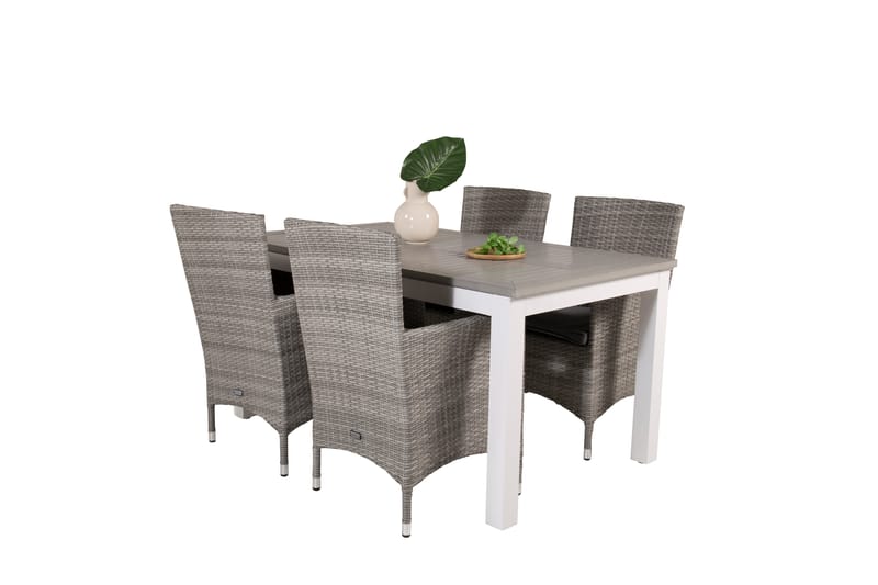 Albany Förlängningsbar Matgrupp Utomhus 152-210 cm + 4 st Malin Utefåtölj - Grå - Utemöbler - Utegrupp - Matgrupper utomhus