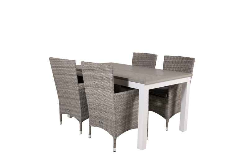 Albany Förlängningsbar Matgrupp Utomhus 152-210 cm + 4 st Malin Utefåtölj - Grå - Utemöbler - Utegrupp - Matgrupper utomhus