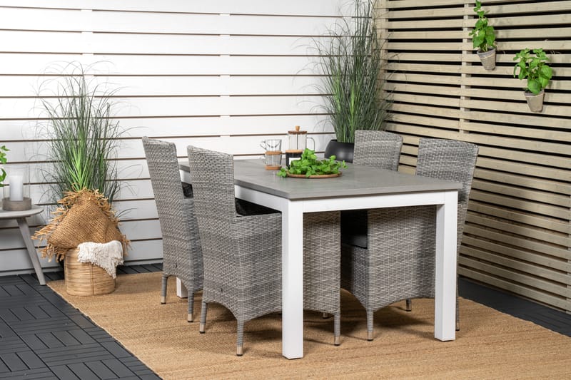 Albany Förlängningsbar Matgrupp Utomhus 152-210 cm + 4 st Malin Utefåtölj - Grå - Utemöbler - Utegrupp - Matgrupper utomhus