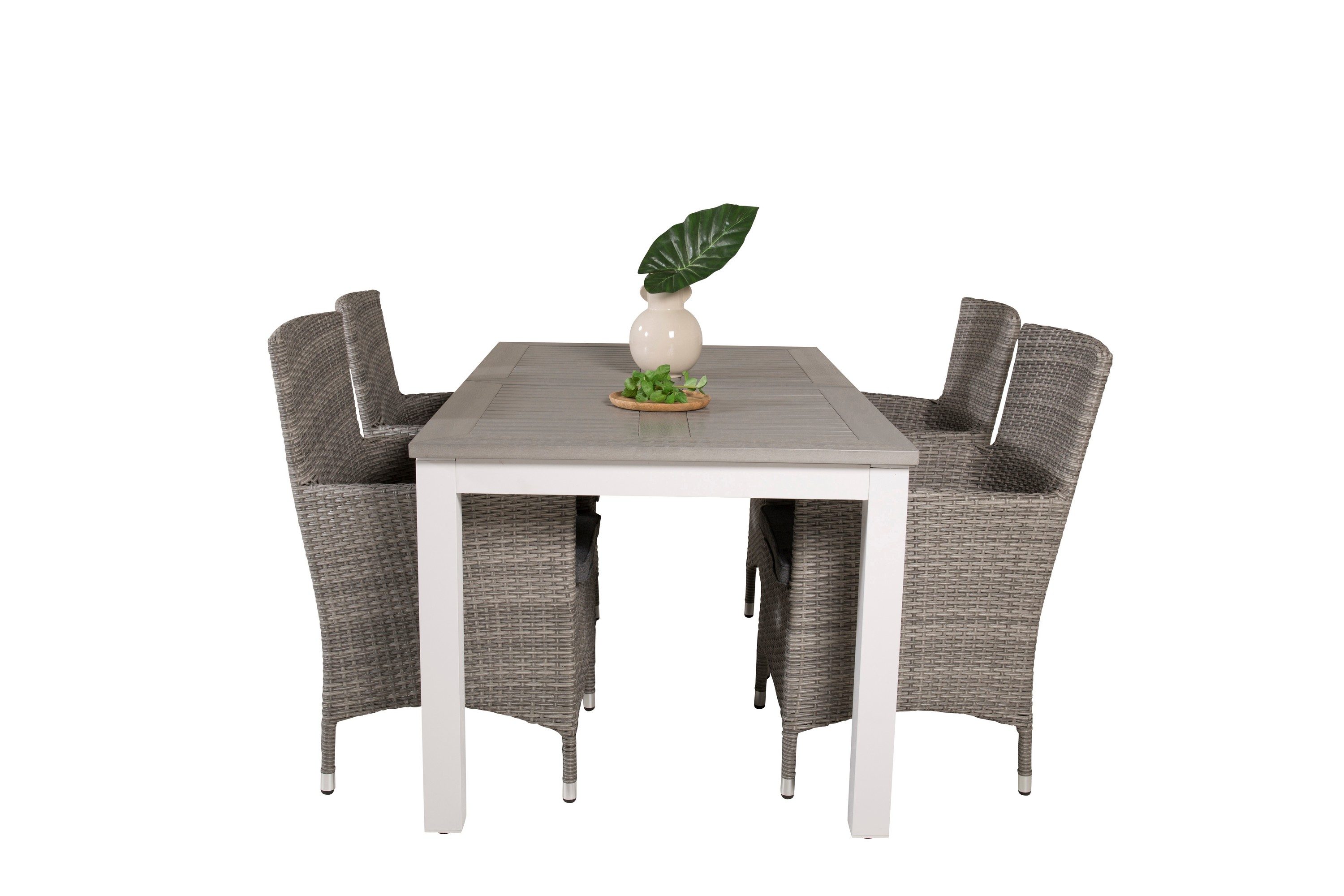 albany förlängningsbar matgrupp utomhus 152-210 cm + 4 st malin utefåtölj - grå