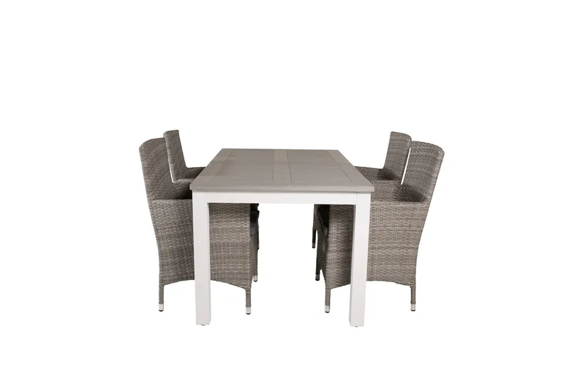 Albany Förlängningsbar Matgrupp Utomhus 152-210 cm + 4 st Malin Utefåtölj - Grå - Utemöbler - Utegrupp - Matgrupper utomhus