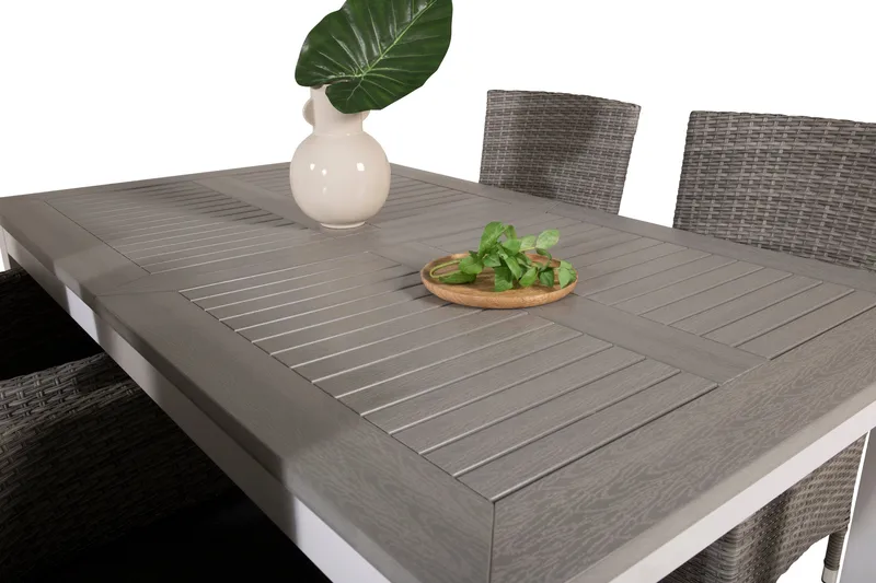 Albany Förlängningsbar Matgrupp Utomhus 152-210 cm + 4 st Malin Utefåtölj - Grå - Utemöbler - Utegrupp - Matgrupper utomhus