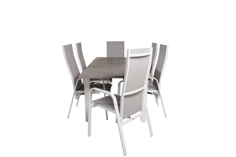 Albany Förlängningsbar Matgrupp Utomhus 152-210 cm + 6 st Copacabana Matstol - Vit - Utemöbler - Utegrupp - Matgrupper utomhus
