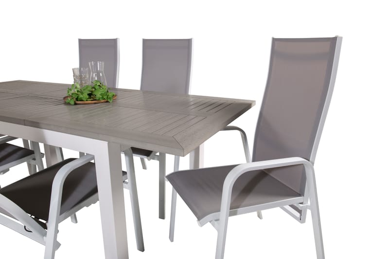 Albany Förlängningsbar Matgrupp Utomhus 152-210 cm + 6 st Copacabana Matstol - Vit - Utemöbler - Utegrupp - Matgrupper utomhus