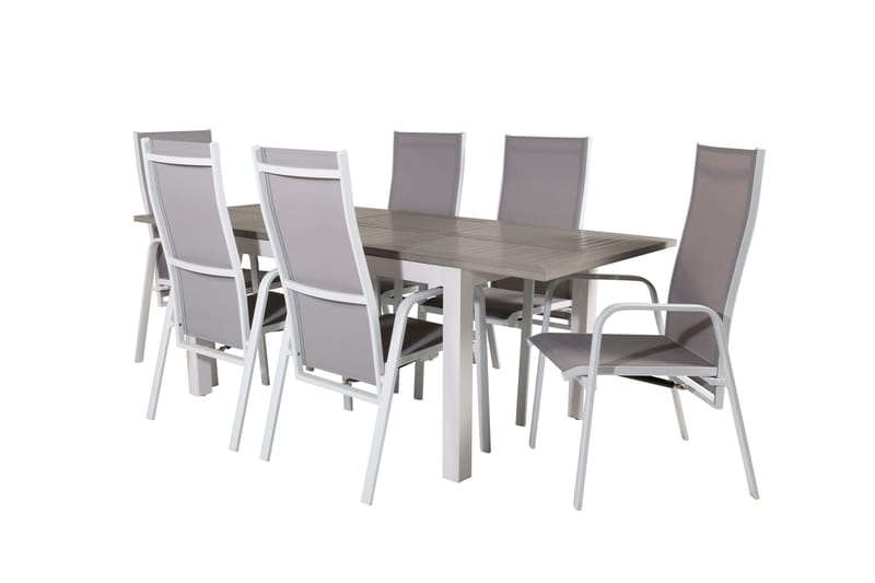 Albany Förlängningsbar Matgrupp Utomhus 152-210 cm + 6 st Copacabana Matstol - Vit - Utemöbler - Utegrupp - Matgrupper utomhus
