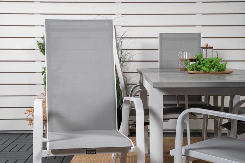 Albany Förlängningsbar Matgrupp Utomhus 152-210 cm + 6 st Copacabana Matstol - Vit - Utemöbler - Utegrupp - Matgrupper utomhus