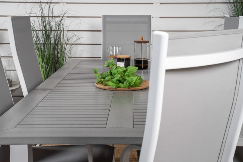 Albany Förlängningsbar Matgrupp Utomhus 152-210 cm + 6 st Copacabana Matstol - Vit - Utemöbler - Utegrupp - Matgrupper utomhus