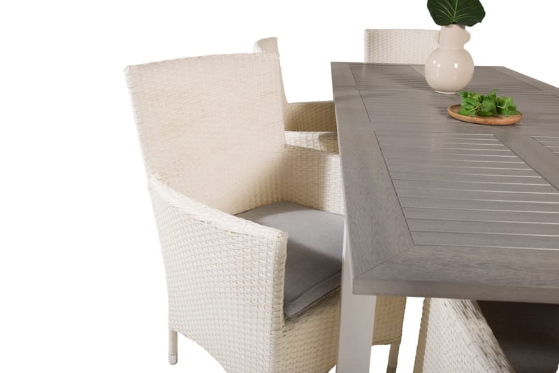 Albany Förlängningsbar Matgrupp Utomhus 152-210 cm + 6 st Malin Matstol - Vit - Utemöbler - Utegrupp - Matgrupper utomhus