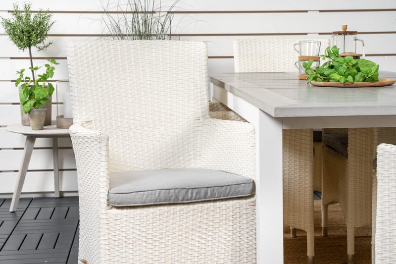 Albany Förlängningsbar Matgrupp Utomhus 152-210 cm + 6 st Malin Matstol - Vit - Utemöbler - Utegrupp - Matgrupper utomhus