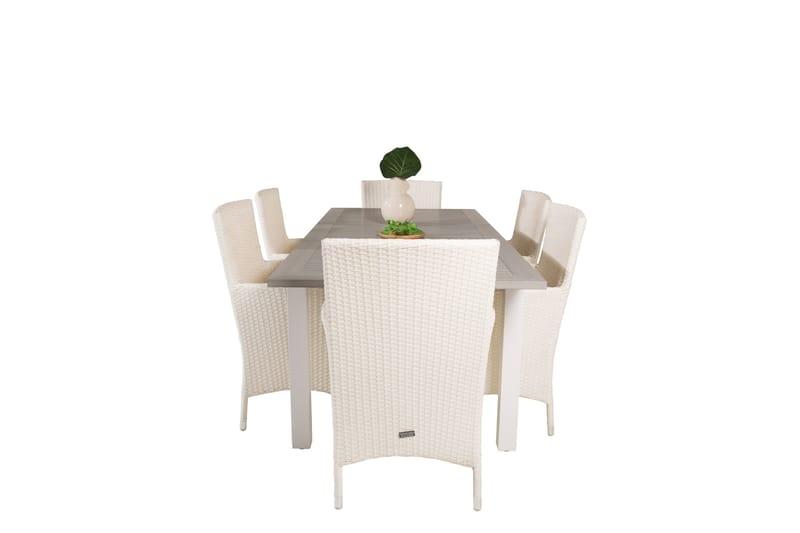 Albany Förlängningsbar Matgrupp Utomhus 152-210 cm + 6 st Malin Matstol - Vit - Utem öbler - Utegrupp - Matgrupper utomhus