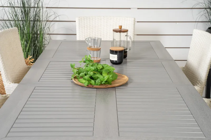 Albany Förlängningsbar Matgrupp Utomhus 152-210 cm + 6 st Malin Matstol - Vit - Utemöbler - Utegrupp - Matgrupper utomhus