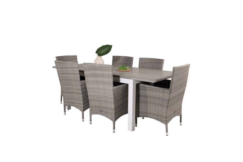 Albany Förlängningsbar Matgrupp Utomhus 152-210 cm + 6 st Malin Utefåtölj - Grå - Utemöbler - Utegrupp - Matgrupper utomhus