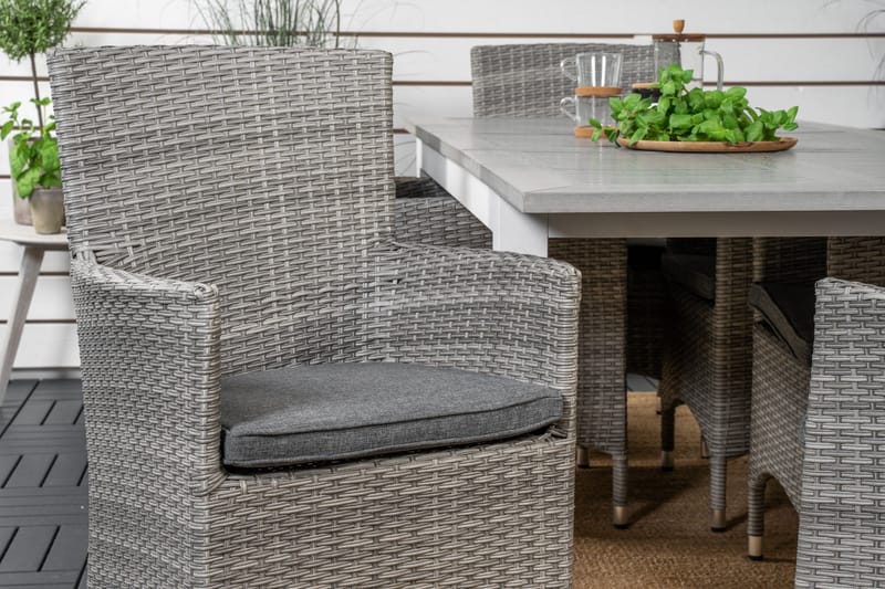 Albany Förlängningsbar Matgrupp Utomhus 152-210 cm + 6 st Malin Utefåtölj - Grå - Utemöbler - Utegrupp - Matgrupper utomhus