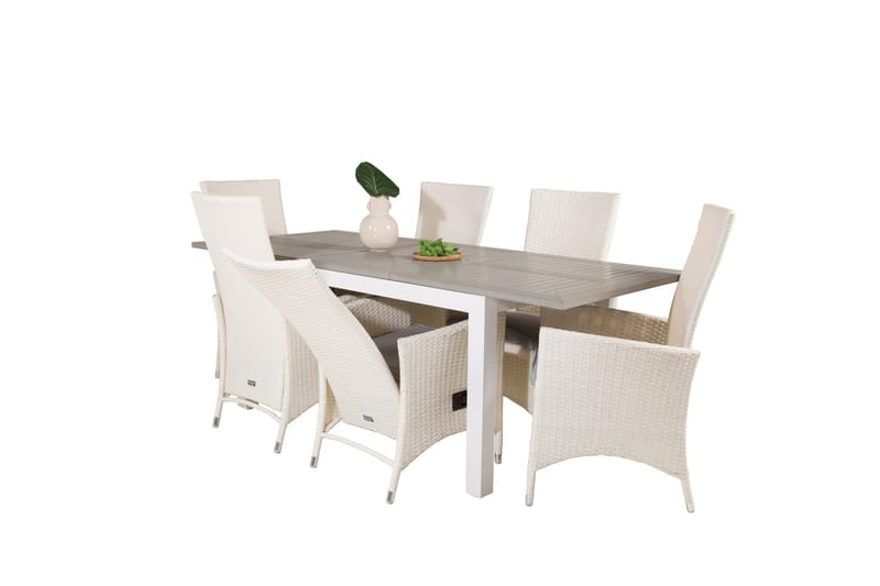 Albany Förlängningsbar Matgrupp Utomhus 152-210 cm + 6 st Padova Matstol - Grå - Utemöbler - Utegrupp - Matgrupper utomhus