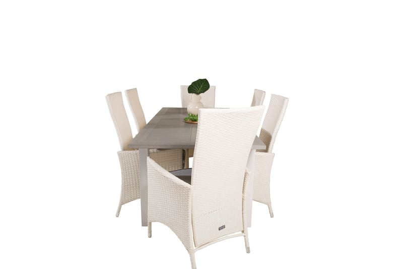 Albany Förlängningsbar Matgrupp Utomhus 152-210 cm + 6 st Padova Matstol - Grå - Utemöbler - Utegrupp - Matgrupper utomhus