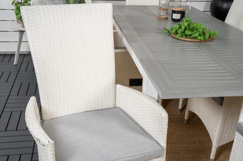 Albany Förlängningsbar Matgrupp Utomhus 152-210 cm + 6 st Padova Matstol - Grå - Utemöbler - Utegrupp - Matgrupper utomhus