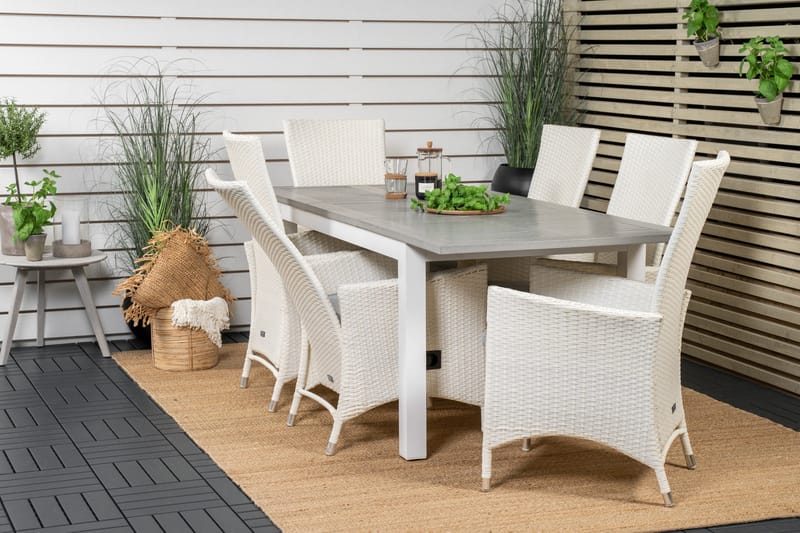 Albany Förlängningsbar Matgrupp Utomhus 152-210 cm + 6 st Padova Matstol - Grå - Utemöbler - Utegrupp - Matgrupper utomhus