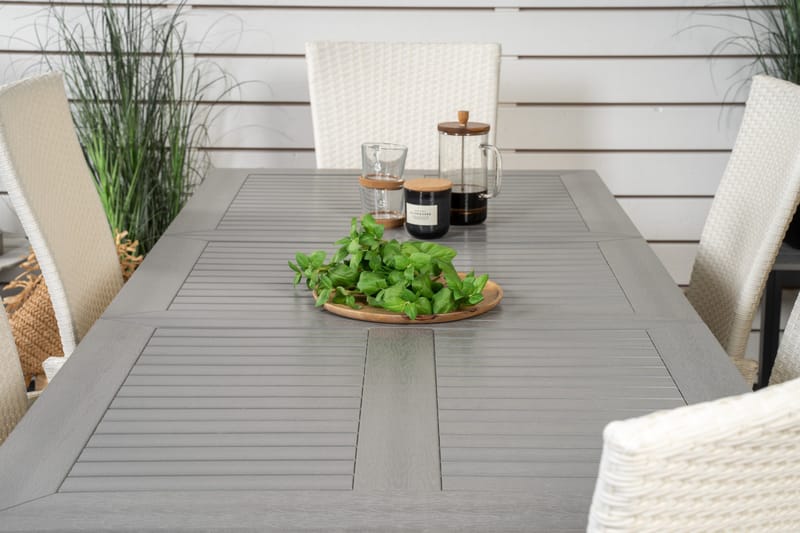 Albany Förlängningsbar Matgrupp Utomhus 152-210 cm + 6 st Padova Matstol - Grå - Utemöbler - Utegrupp - Matgrupper utomhus