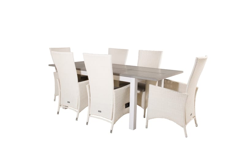 Albany Förlängningsbar Matgrupp Utomhus 152-210 cm + 6 st Padova Matstol - Grå - Utemöbler - Utegrupp - Matgrupper utomhus