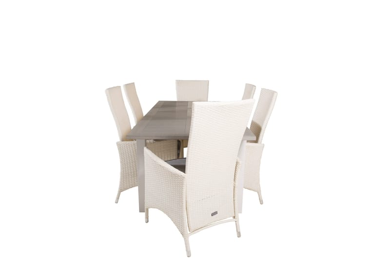 Albany Förlängningsbar Matgrupp Utomhus 152-210 cm + 6 st Padova Matstol, Grå