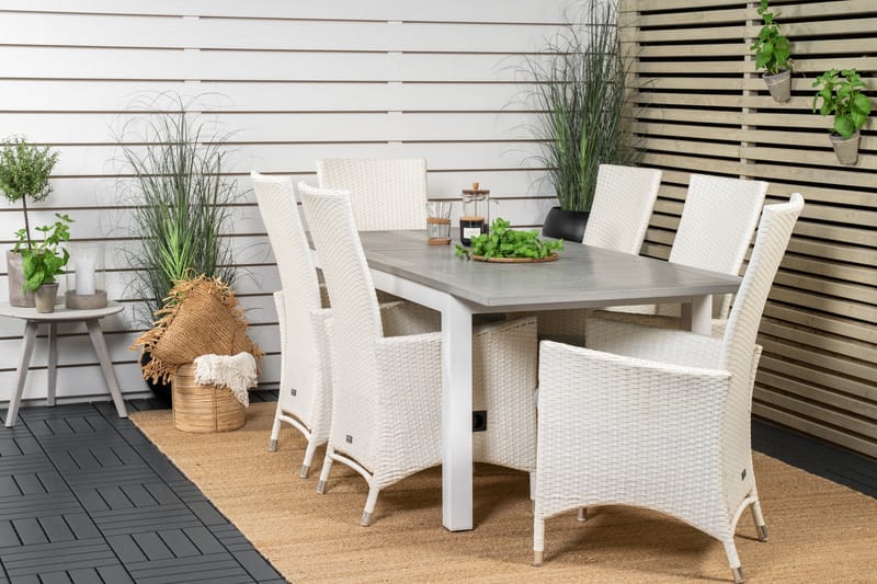 Albany Förlängningsbar Matgrupp Utomhus 152-210 cm + 6 st Padova Matstol - Grå - Utemöbler - Utegrupp - Matgrupper utomhus