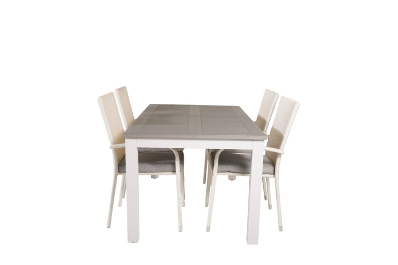 Albany Förlängningsbar Matgrupp Utomhus 152-210cm + 4 Anna Stolar - Grå/Vit - Utemöbler - Utegrupp - Matgrupper utomhus
