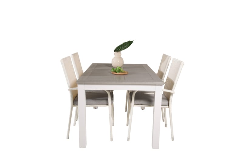 Albany Förlängningsbar Matgrupp Utomhus 152-210cm + 4 Anna Stolar - Grå/Vit - Utemöbler - Utegrupp - Matgrupper utomhus