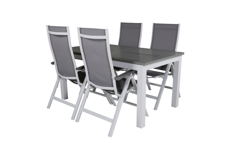 Albany Förlängningsbar Matgrupp Utomhus 152-210cm + 4 Stolar - Brun/Vit - Utemöbler - Utegrupp - Matgrupper utomhus
