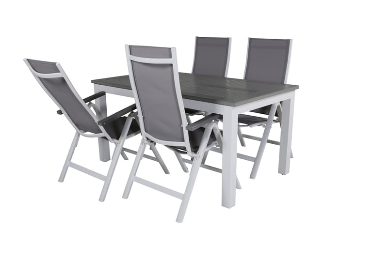 Albany Förlängningsbar Matgrupp Utomhus 152-210cm + 4 Stolar - Brun/Vit - Utemöbler - Utegrupp - Matgrupper utomhus