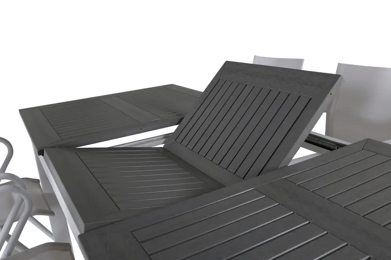 Albany Förlängningsbar Matgrupp Utomhus 152-210cm + 4 Stolar - Brun/Vit - Utemöbler - Utegrupp - Matgrupper utomhus