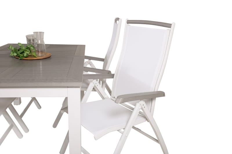 Albany Förlängningsbar Matgrupp Utomhus 152-210cm + 4 Stolar - Grå/Vit - Utemöbler - Utegrupp - Matgrupper utomhus
