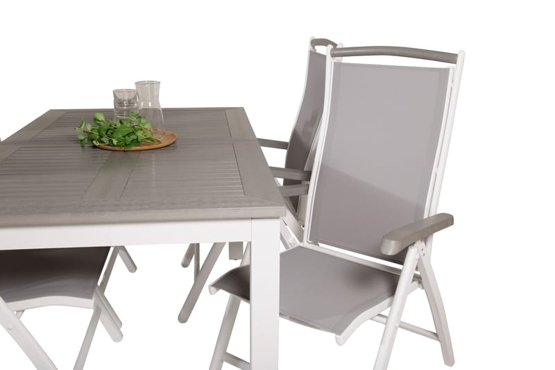 Albany Förlängningsbar Matgrupp Utomhus 152-210cm + 4 Stolar - Grå/Vit - Utemöbler - Utegrupp - Matgrupper utomhus